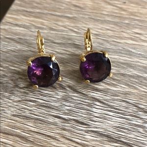 Purple gem drop earrings